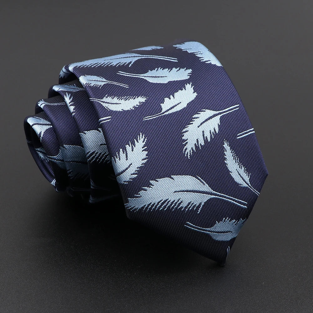 La Garde - Navy Tie with Light Blue Feather Pattern – Refined Movement, Cool Elegance