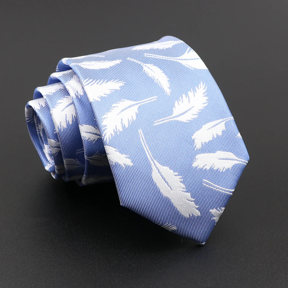 La Garde - Light Blue Tie with White Feather Pattern – Airy Freshness, Modern Playfulness