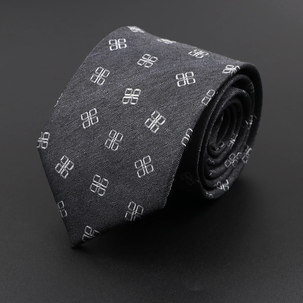 De Pontbriand - Black Tie with White Geometric Motif – Minimalist with a Bold Edge