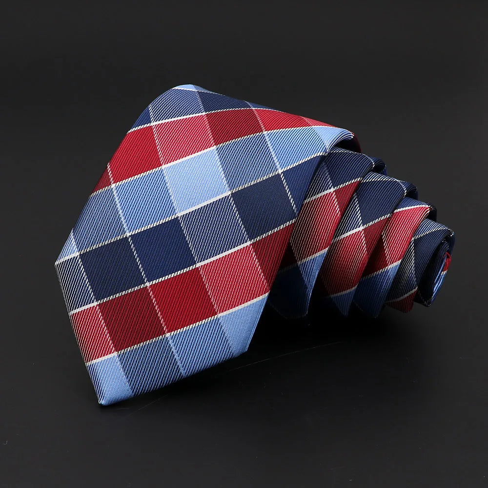 Talisman Tie - Bold Red, Navy, and Light Blue Checkered Necktie