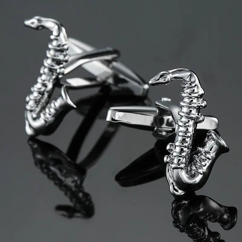 Talisman Cufflink – Silver Saxophone