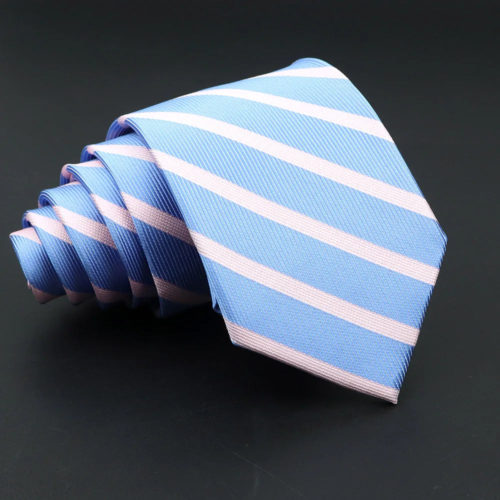 Light Blue & White Striped Talisman Necktie – Classic Sophistication for Modern Elegance