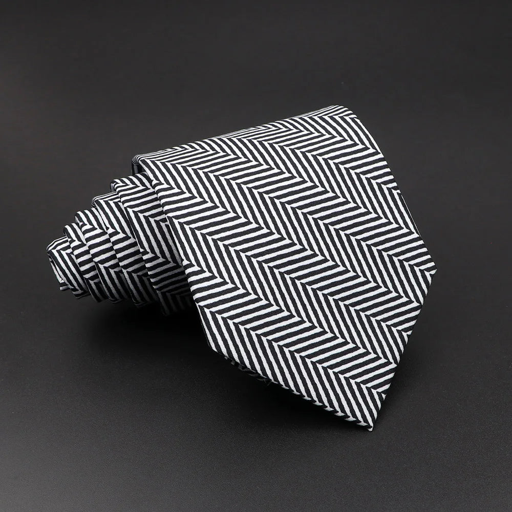 du Plessis - Black and White Chevron Stripe Tie