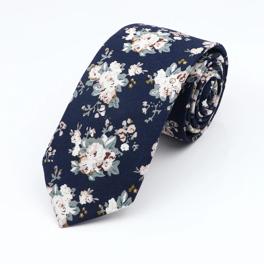 Inverness - Navy Cream Rose Tie