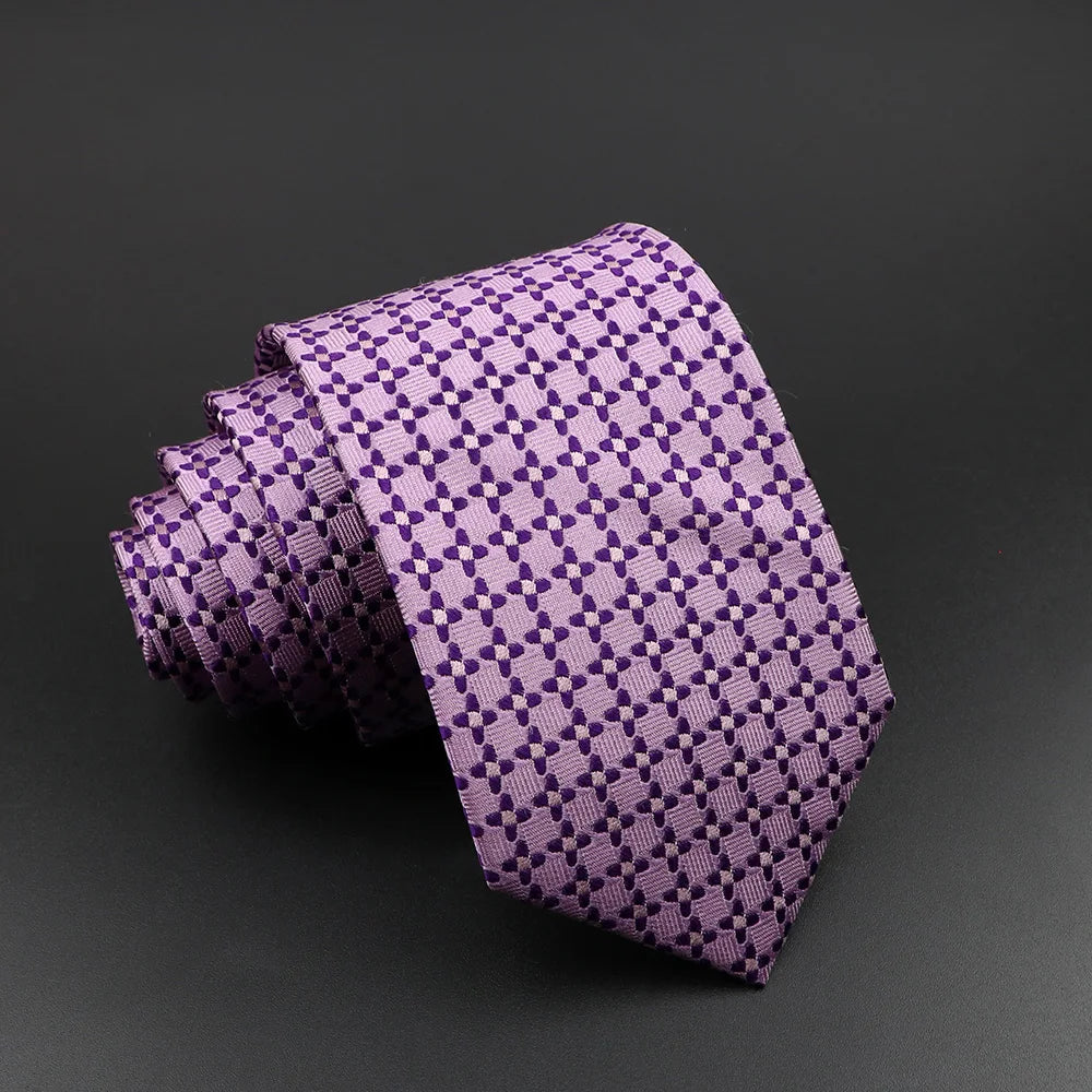 Comminges - Elegant Purple Silk Necktie with Geometric Pattern