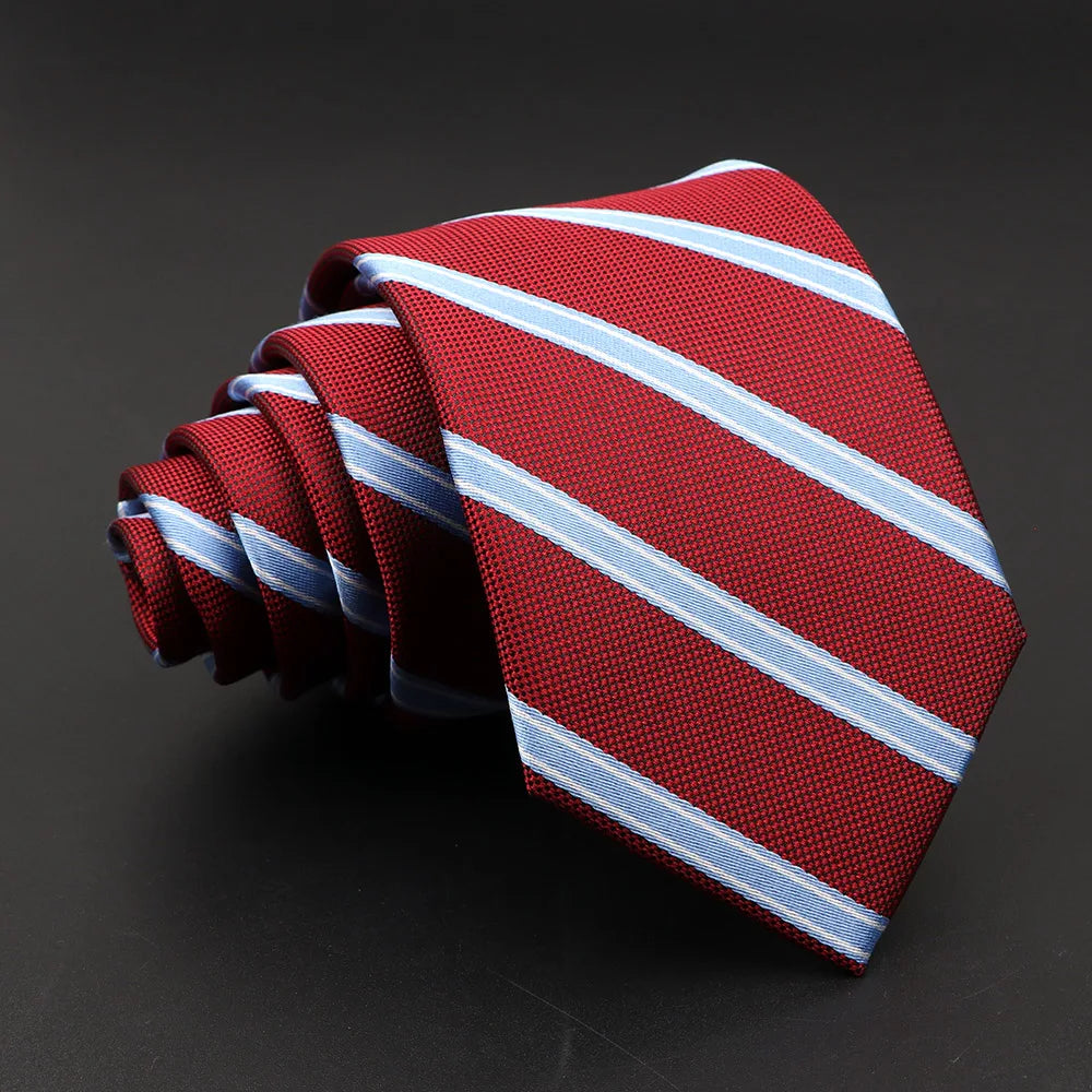 Bold Red and Light Blue Striped Talisman Necktie – Striking Elegance