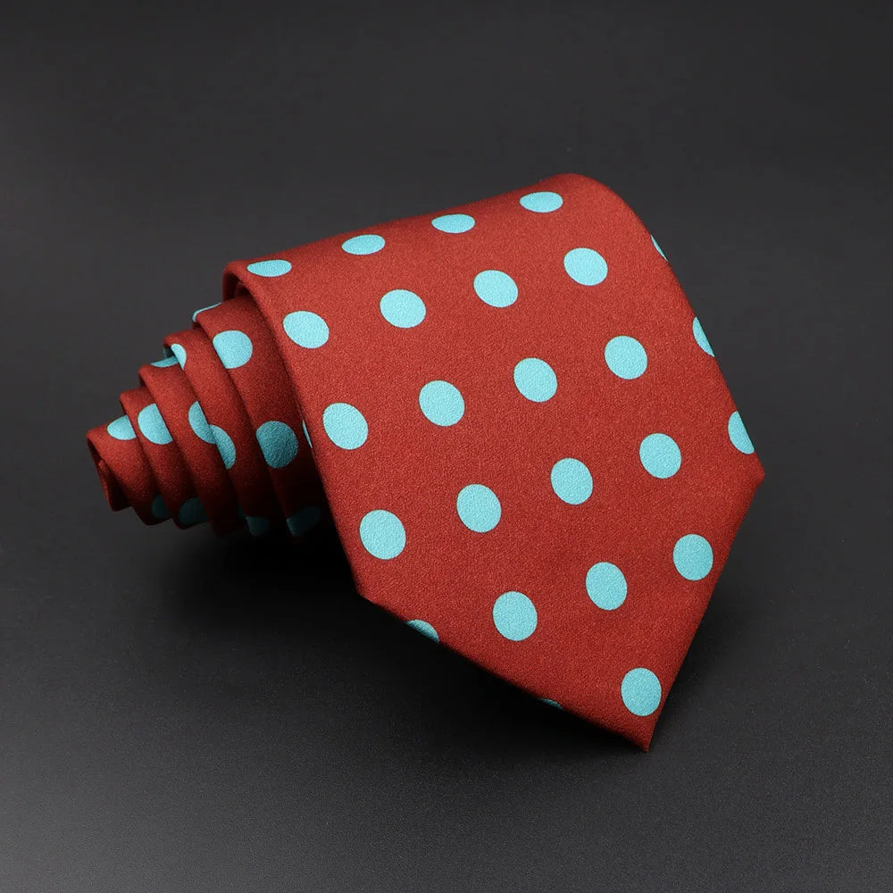 Coigny - Red Tie with Sky Blue Polka Dots