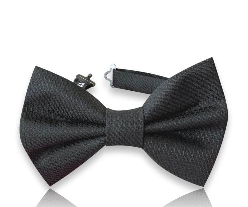 Black textured silk bow tie