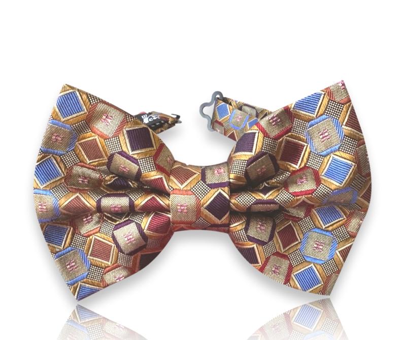 Multicolour patchwork silk bow tie