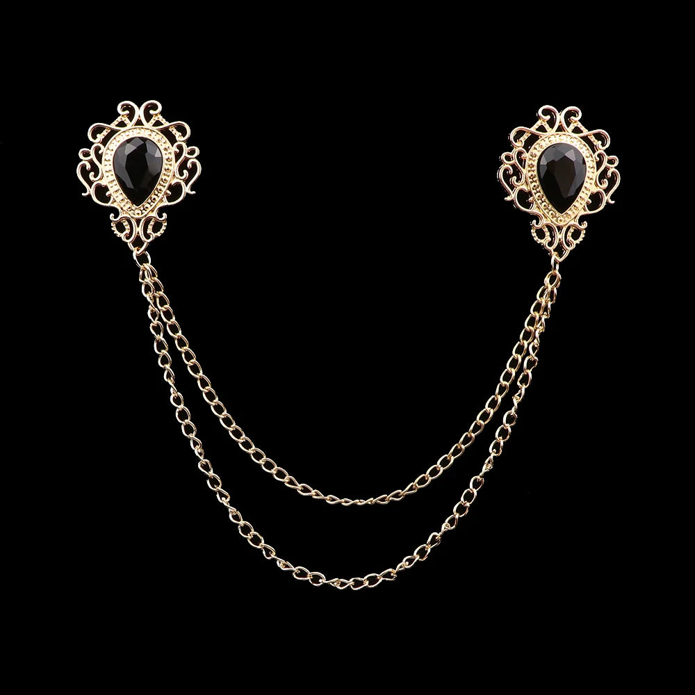 Talisman Brooch - Gold Onyx Filigree Heart