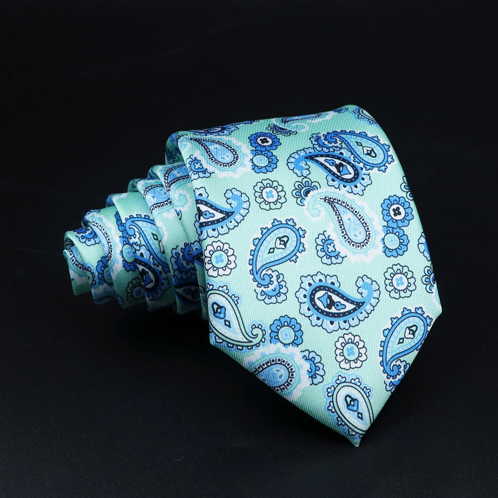 ربطة عنق غالاراتي - ربطة عنق زهرية بنقشة بيزلي باللون الأزرق النعناعي