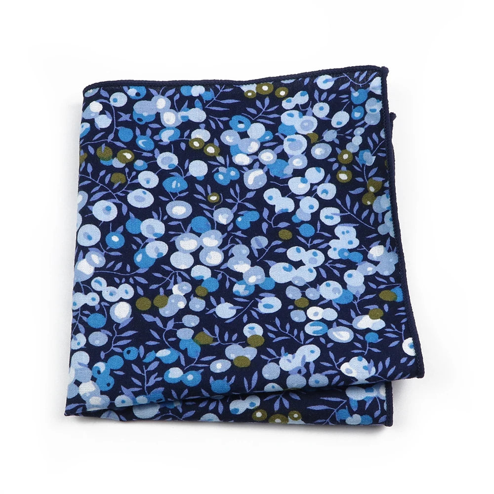 Talisman Pocket Square – Navy Berry Floral Cotton Pocket Square