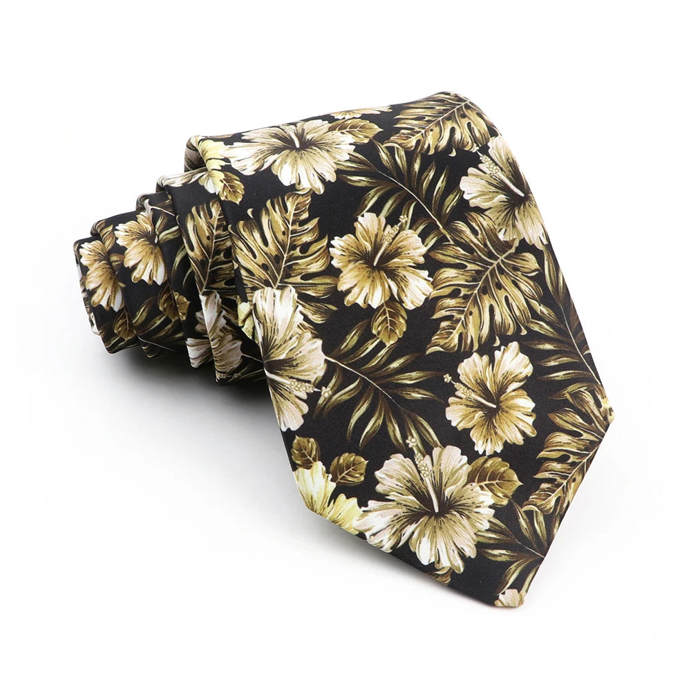 Inglis - Golden Hibiscus Noir Tie