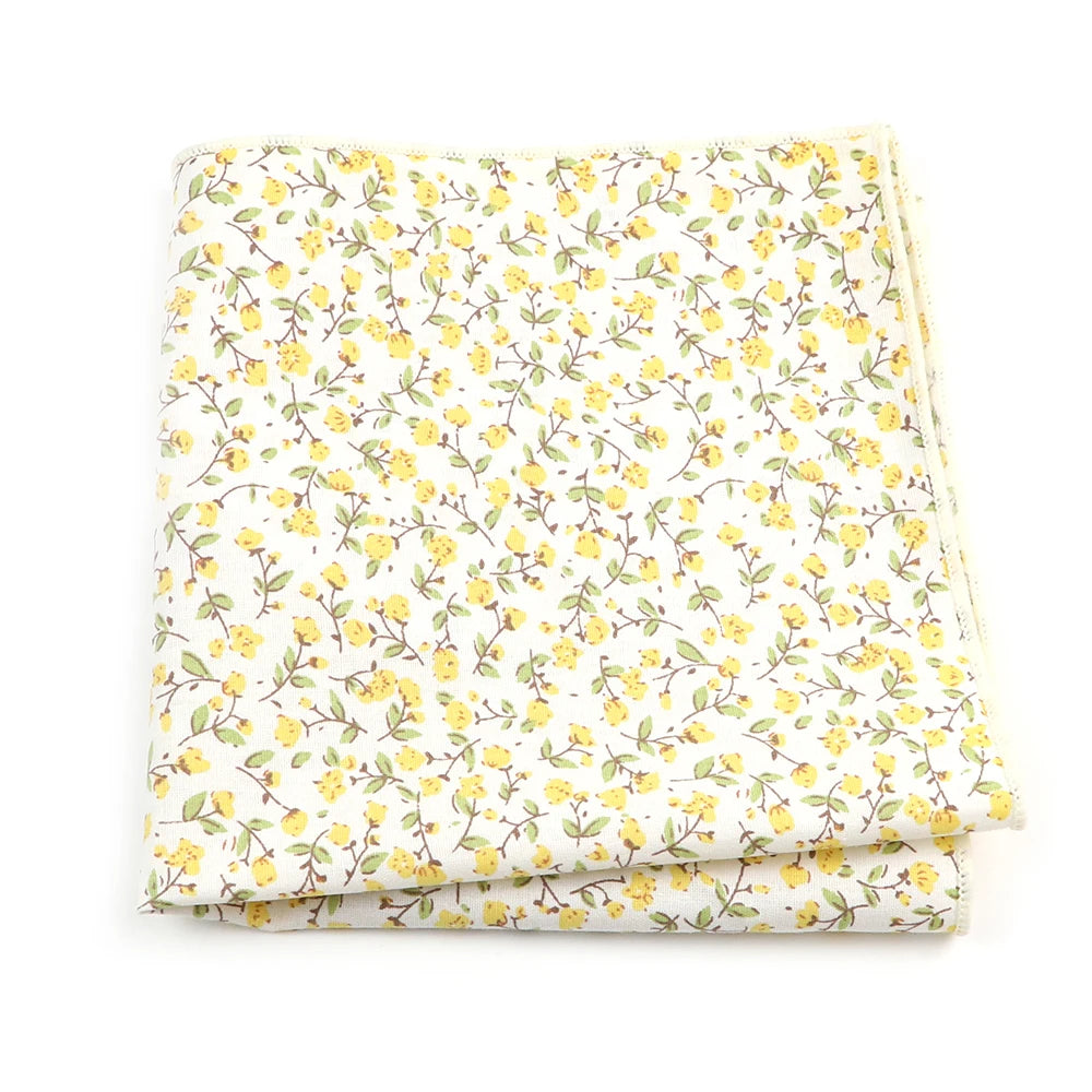 Talisman Pocket Square – Buttercup Sprig Floral Cotton Pocket Square