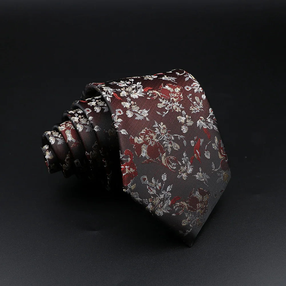 Ávalos - Burgundy & Silver Floral Tie