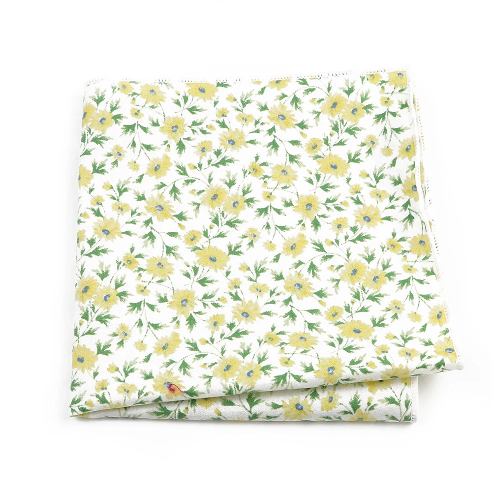 Talisman Pocket Square – Yellow Daisy Floral Cotton Pocket Square