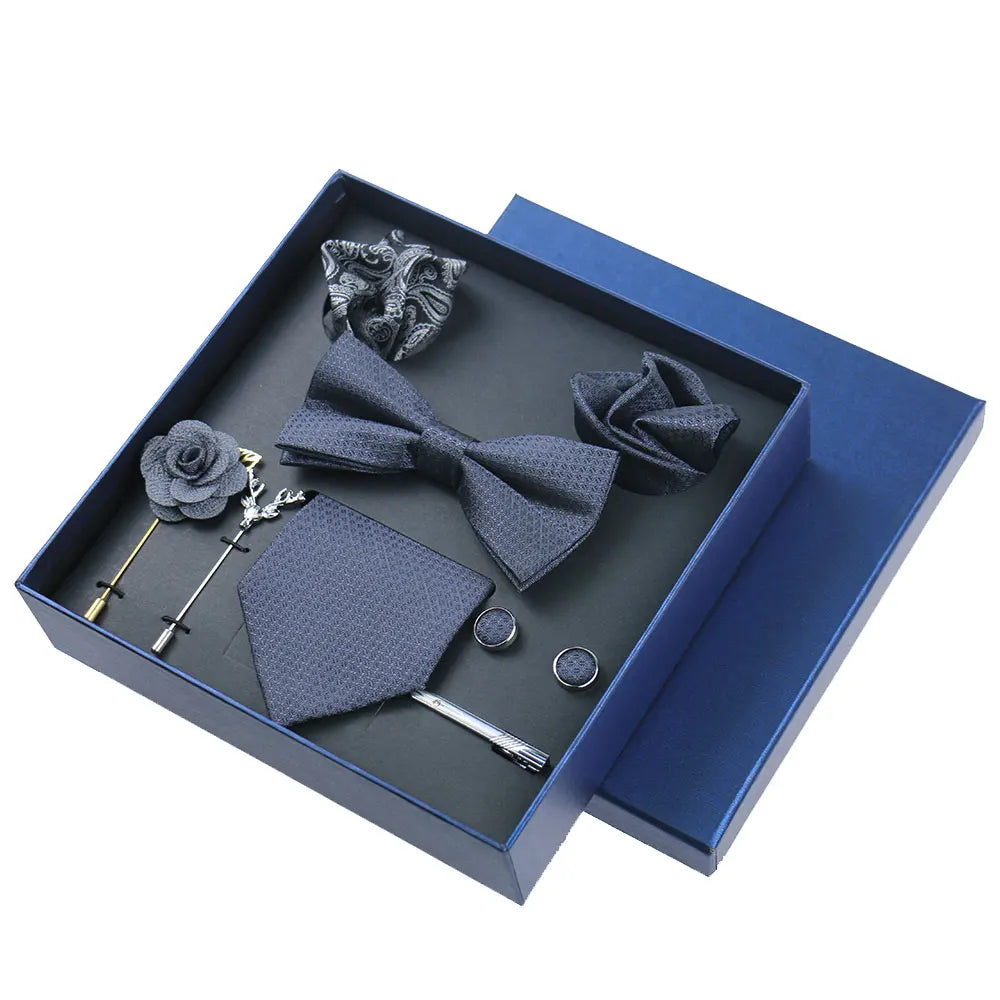 Alarcón - Talisman Tie Set – Slate Grey Textured Luxury Set