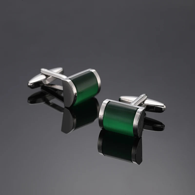 Talisman Cufflink – Emerald Cylinder