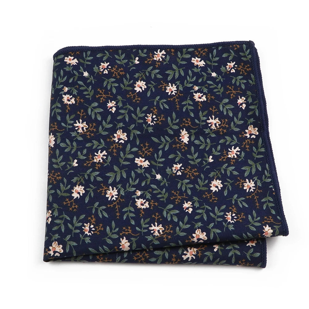 Talisman Pocket Square – Navy Sprig Floral Cotton Pocket Square