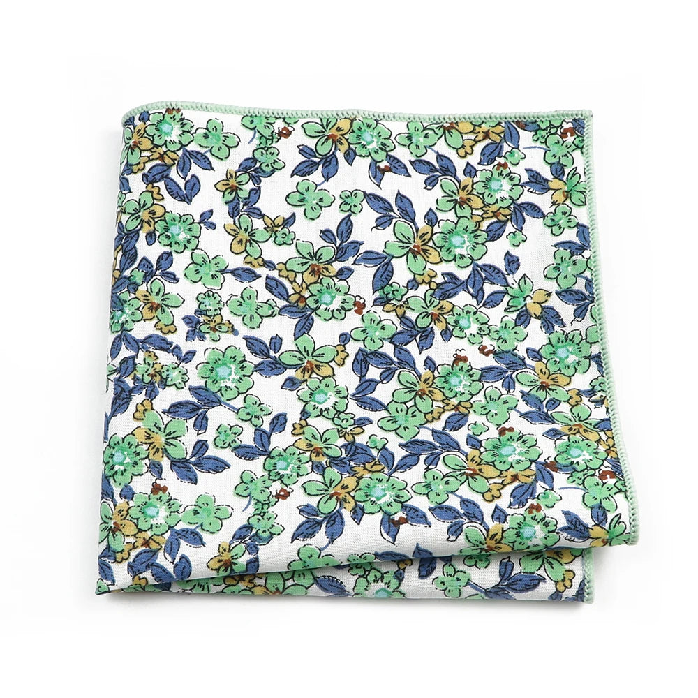 Talisman Pocket Square – Mint Bloom Floral Cotton Pocket Square
