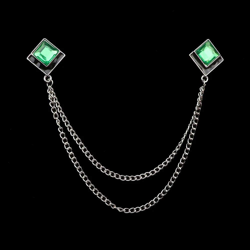 Talisman Brooch – Silver Emerald Duet