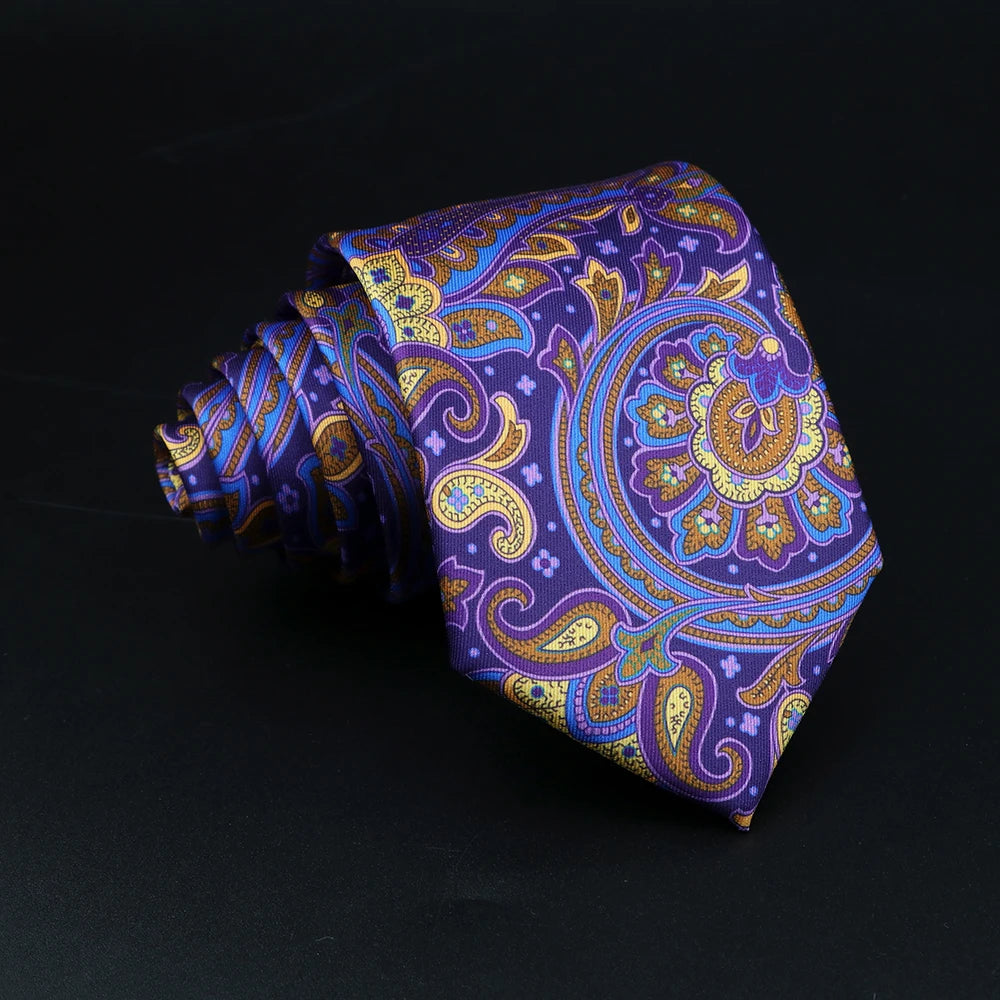 Cibo - Purple Tie with Yellow and Blue Large Paisley Pattern