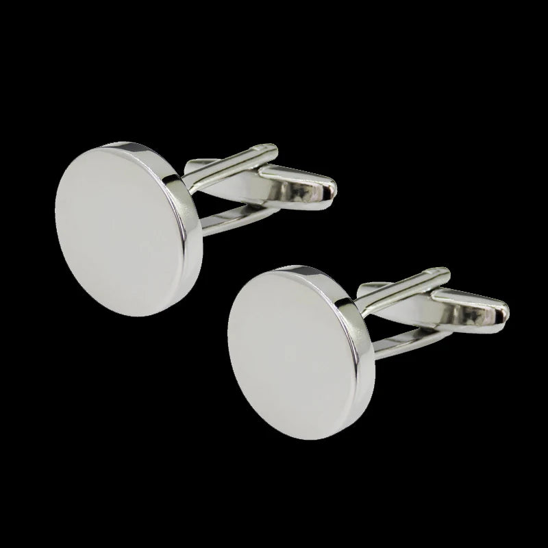 Polished Silver Round cufflinks