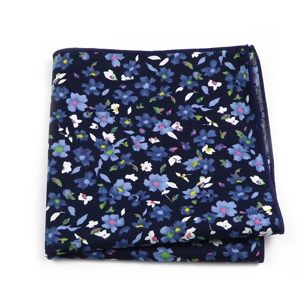 Talisman Pocket Square – Midnight Blue Bloom Cotton Pocket Square