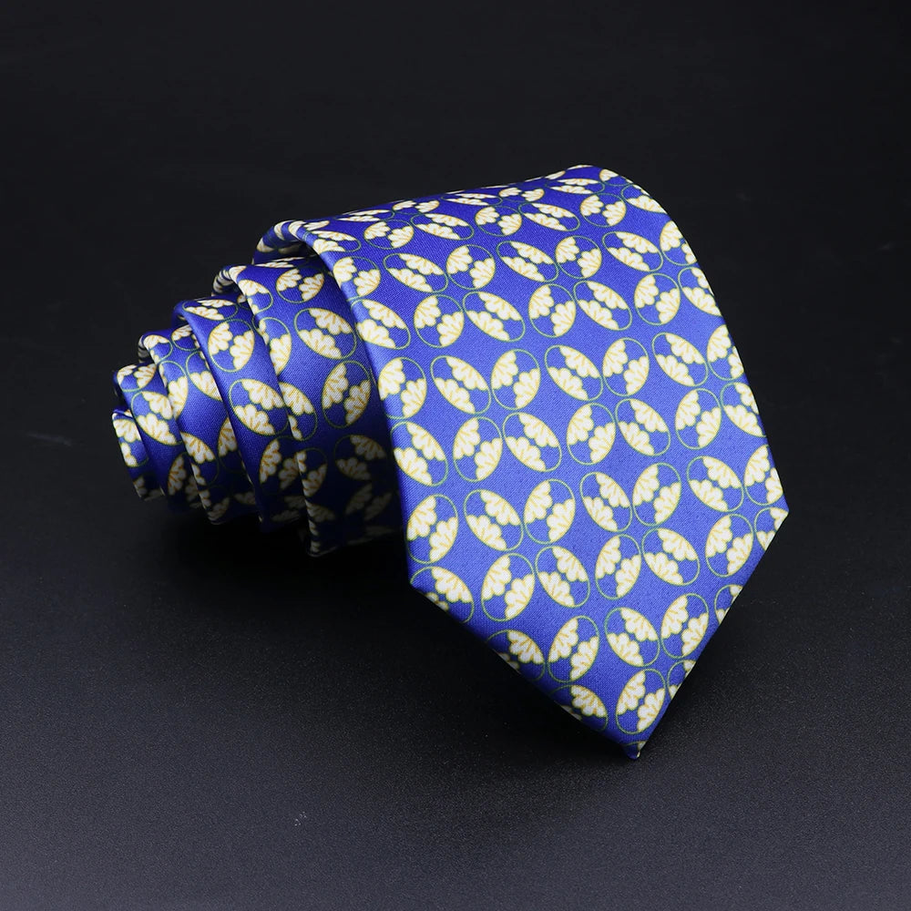 ربطة عنق سافوي - زرقاء وذهبية بنمط هندسي