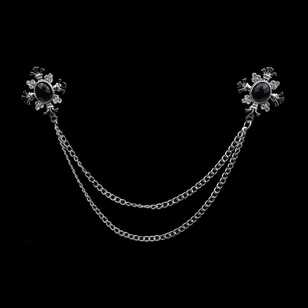 Talisman Brooch - Silver Onyx Regal Fleur