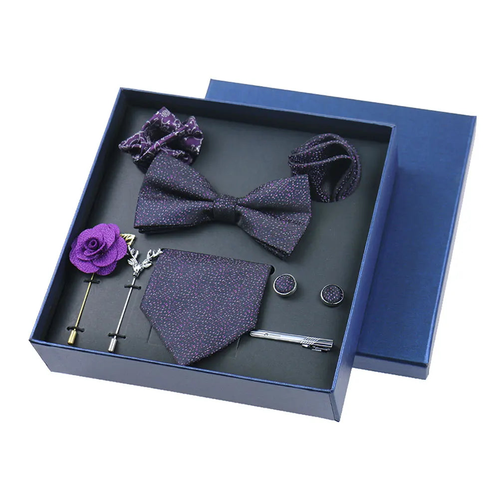Ashbourne - Talisman Tie Set – Black Purple Micro Dot Luxury Set