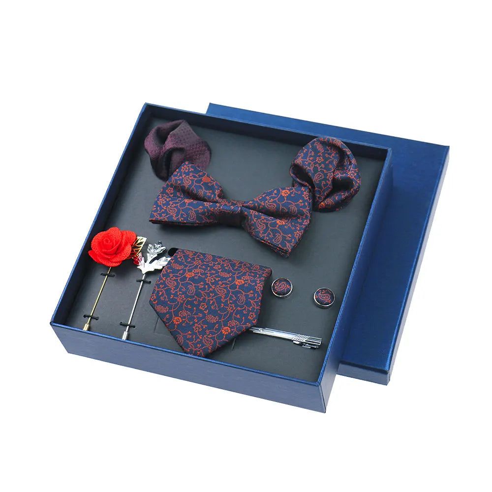 Fenwick - Talisman Tie Set – Navy Red Paisley Luxury Set