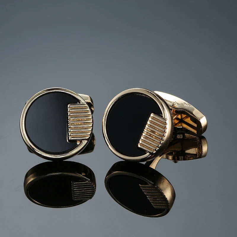 Talisman Cufflink – Onyx Crest Gold