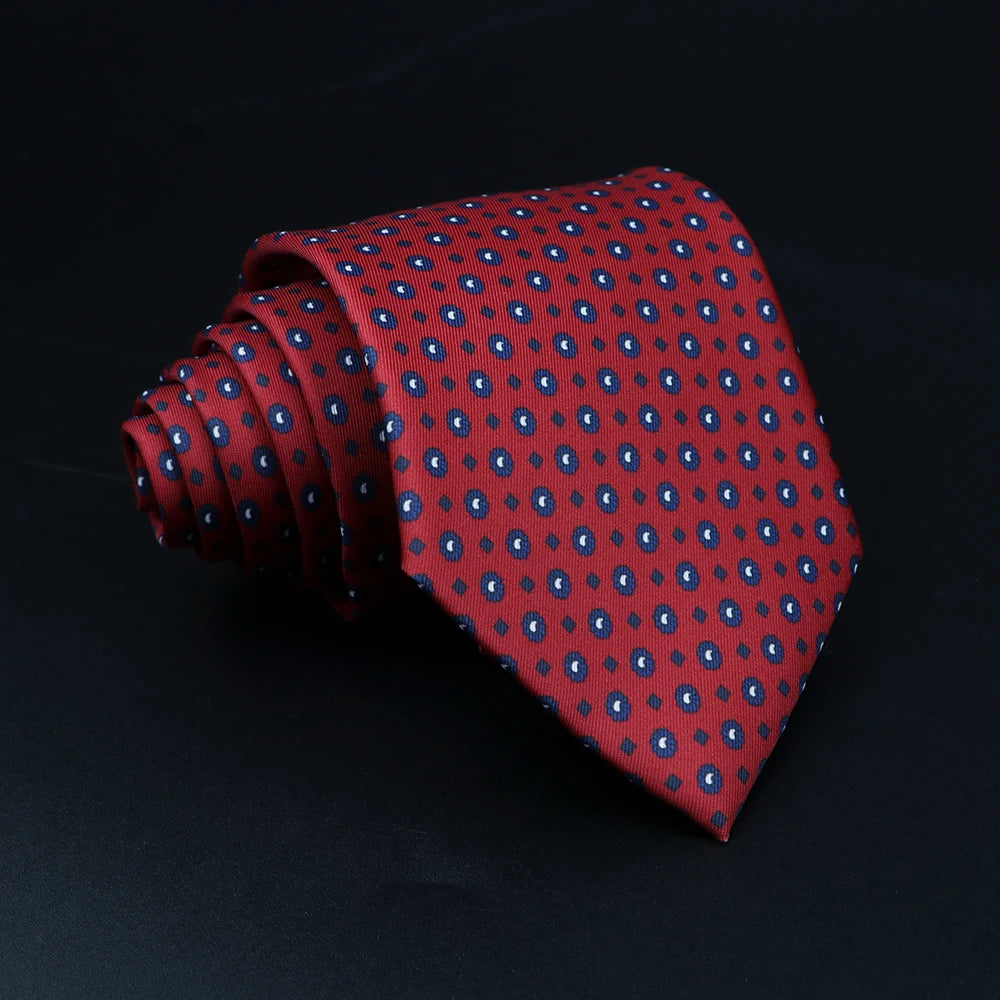 D'Adda - クラシックなレッドとネイビーのマイクロドットネクタイ