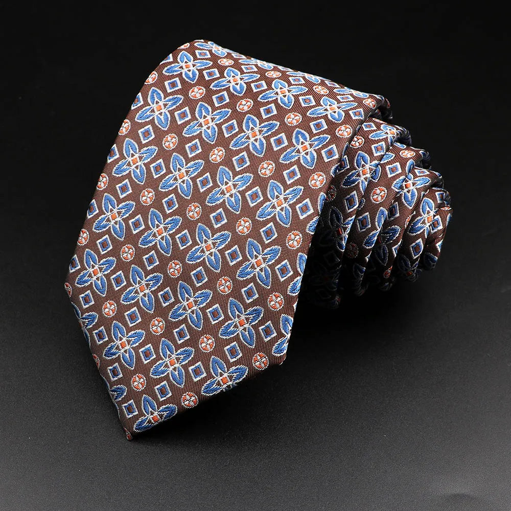 Montaigne - Medallion Bloom Tie Coffee & Blue Motif