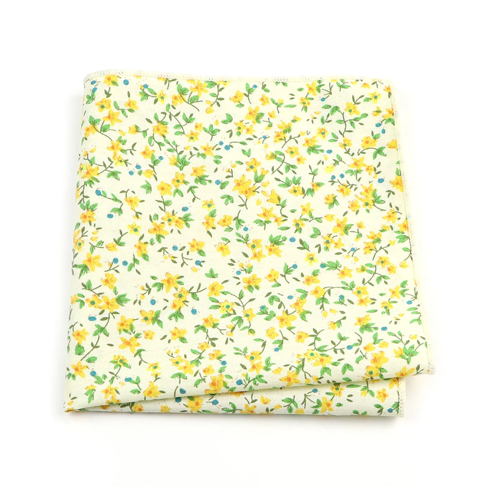 Talisman Pocket Square – Golden Vine Floral Cotton Pocket Square