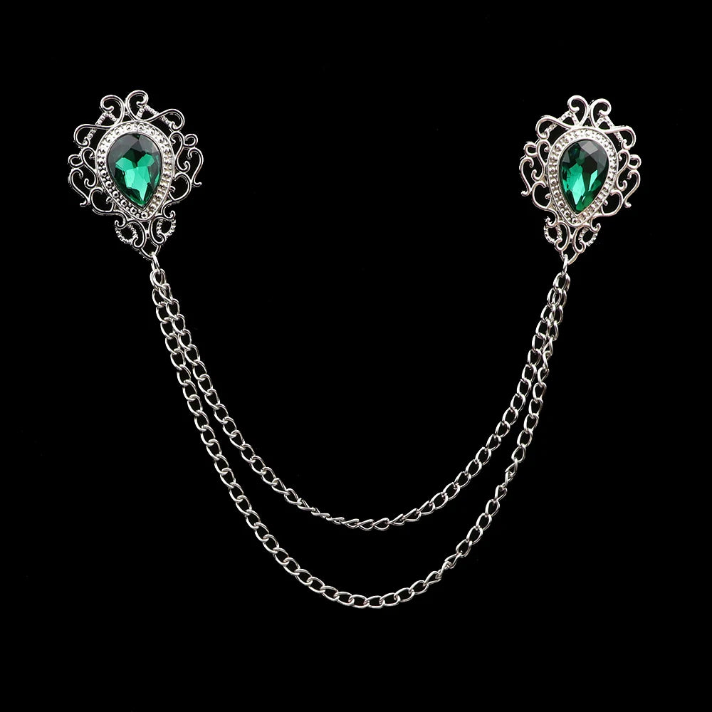 Talisman Brooch - Silver Emerald Filigree Heart