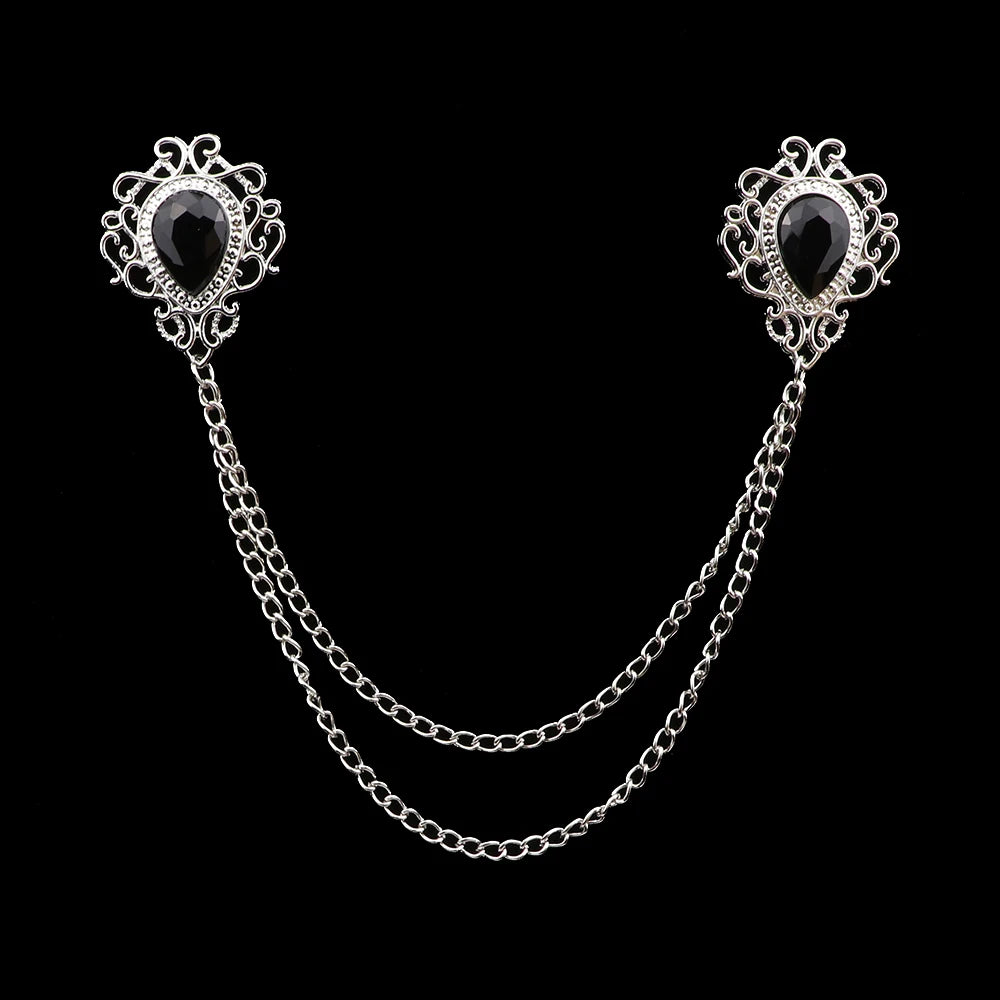 Talisman Brooch - Silver Onyx Filigree Heart