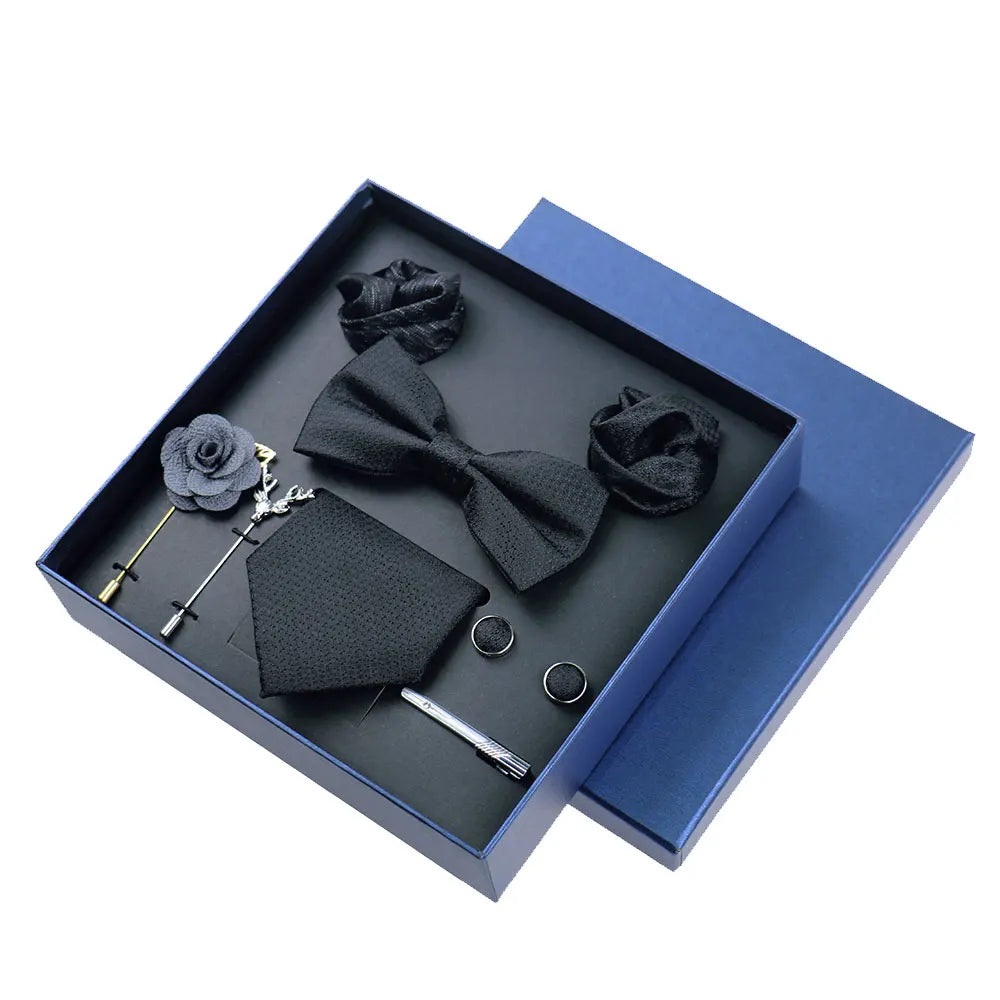 Alarcón - Talisman Tie Set – Classic Black Textured Luxury Set