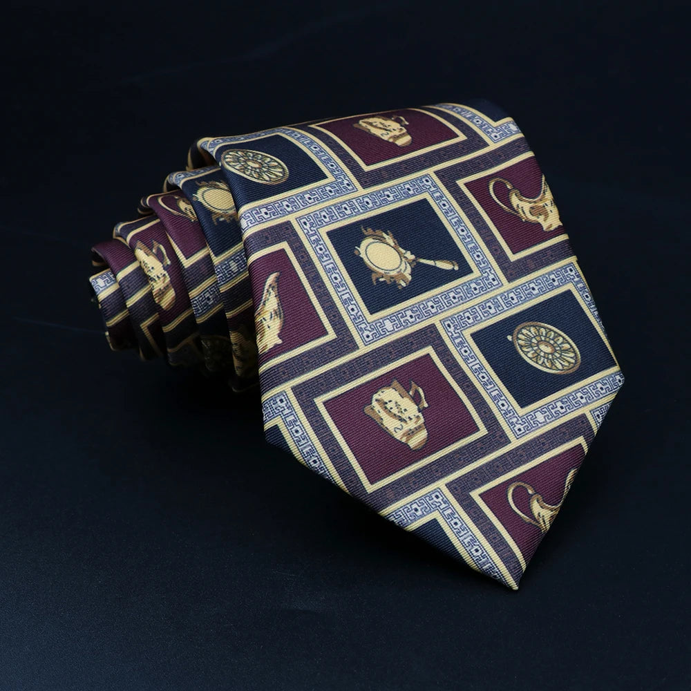 Capponi - Burgundy and Navy Antique Motif Tie