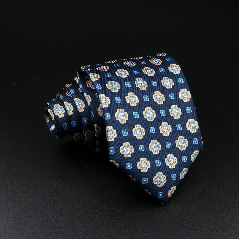 Clermont - Classic Navy Blue Geometric Pattern Necktie