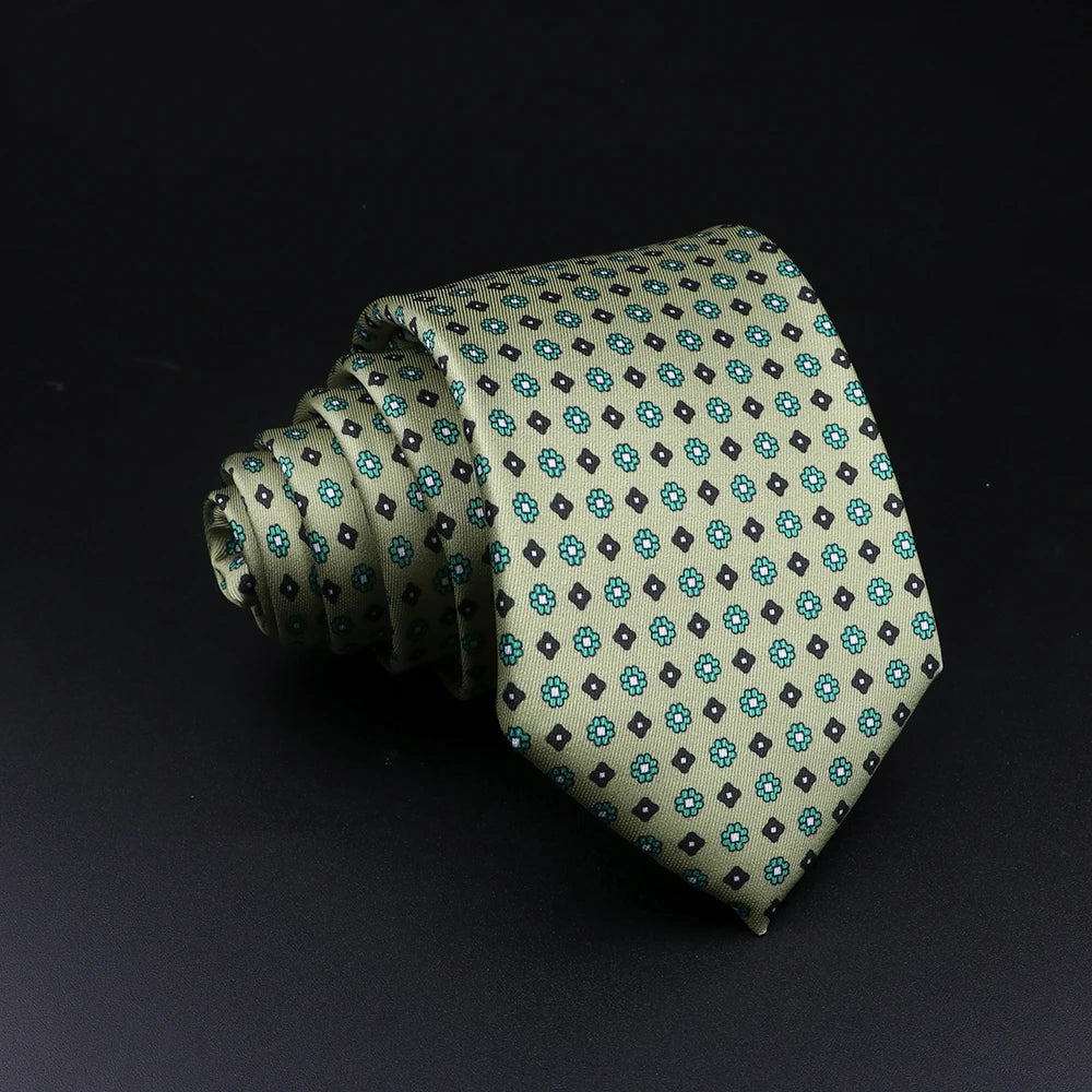 ربطة عنق Estissac - خضراء زيتونية وزرقاء مزخرفة بنقشة زهور ماسية