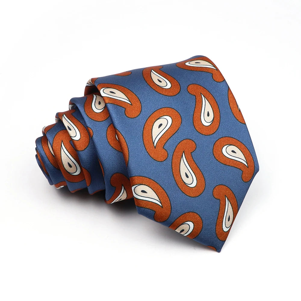 Foxton - Orange Teardrop Paisley Tie