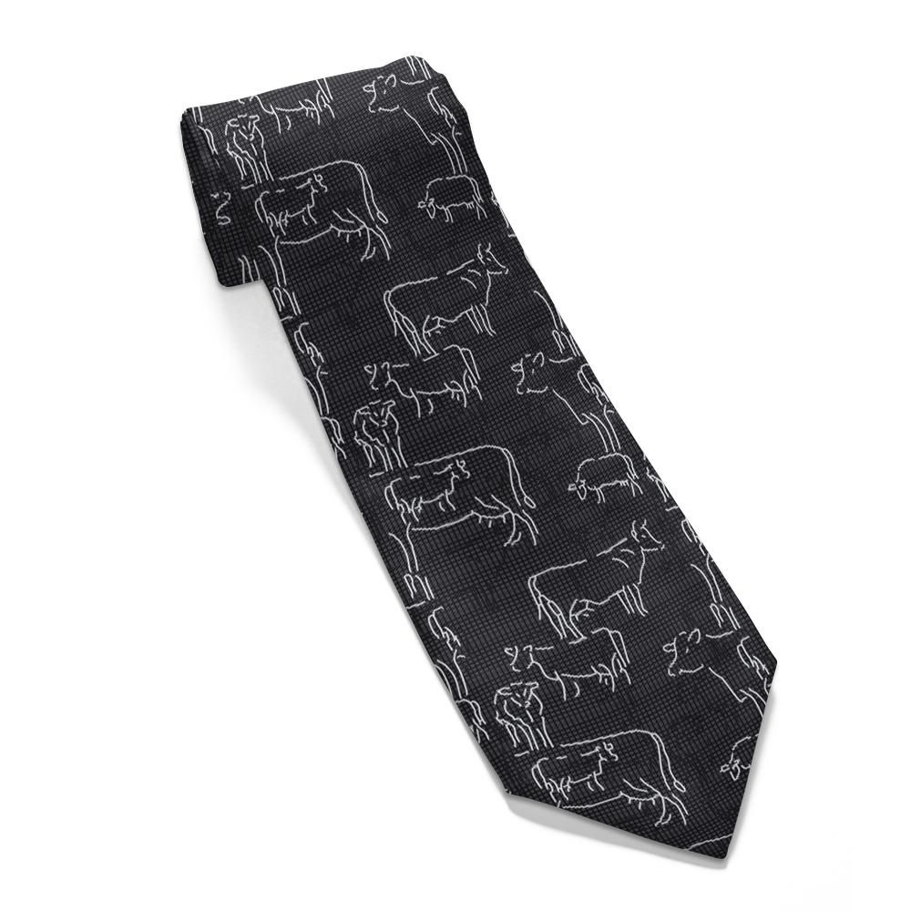 Beltrán - Charcoal & White Abstract Cow Tie – Chalk Herd