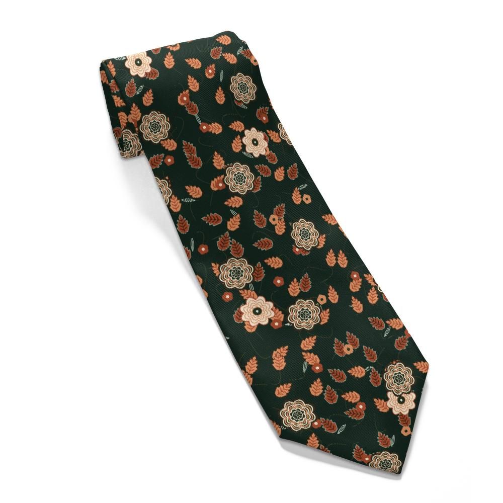 Este - Forest & Rust Floral Tie – Woodland Bloom