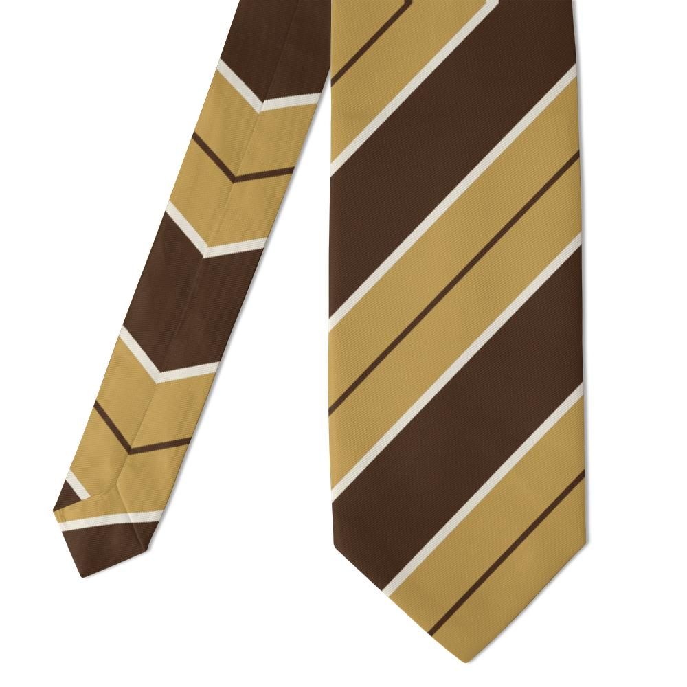 Villeroy - Brown & Gold Regimental Stripe Tie – Heritage Stripes with Autumn Warmth