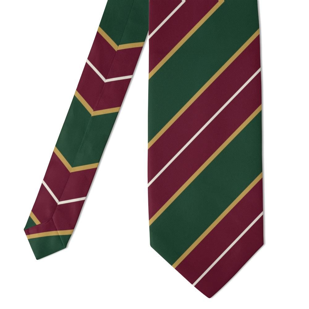 Villeroy - Forest Green & Burgundy Regimental Stripe Tie – Heritage Stripes with Country Polish