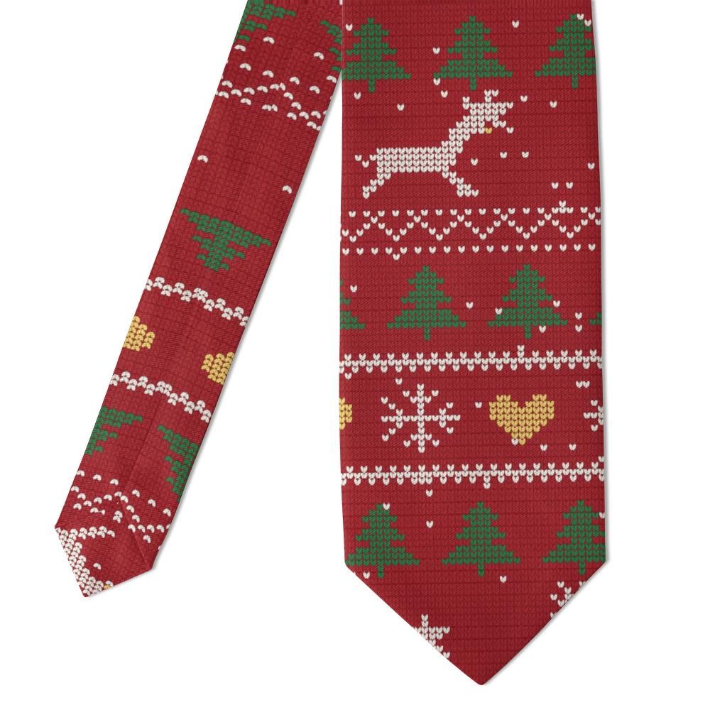 Lerche - Red Christmas Sweater Knit Tie – Holiday Cheer