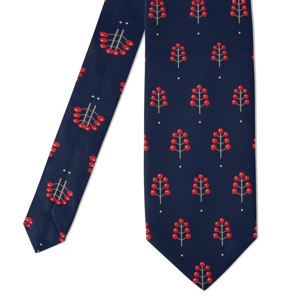 De Geer - Navy Winterberry Tie – Winter Evening