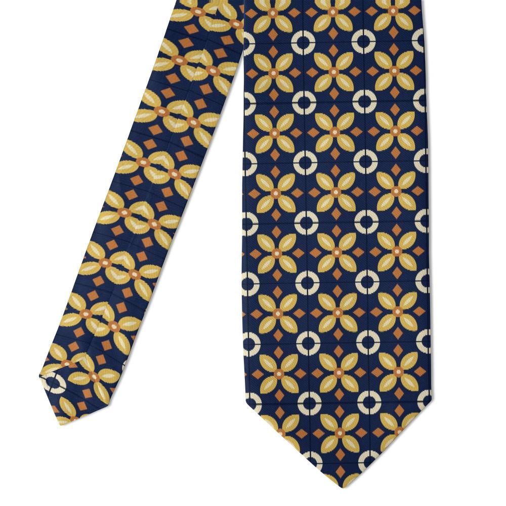 Lanckoroński - Navy & Gold Azulejo Tie – Palace Courtyard